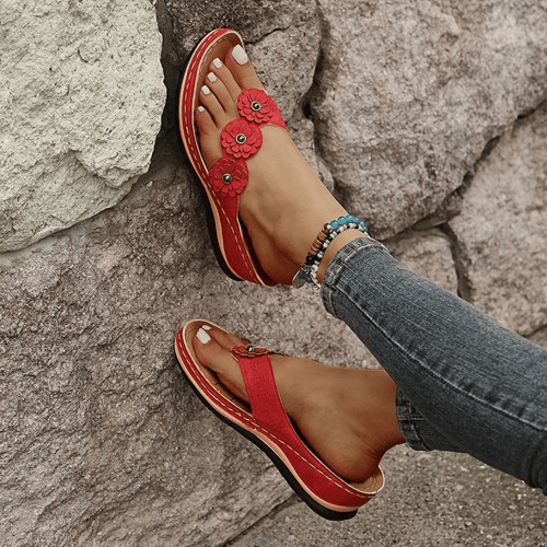 Orthopädische Damensandalen mit Blumendetail – Melina