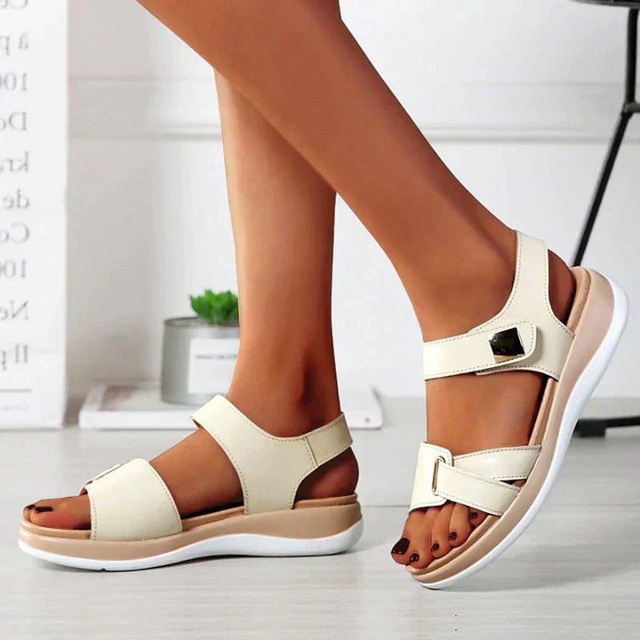 Orthopädische Damensandalen Sommer | Bequeme Passform | Stilvolle Fußbettschuhe-Beige-35-Luzern Mode