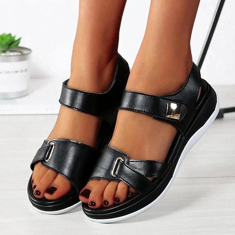 Orthopädische Damensandalen Sommer | Bequeme Passform | Stilvolle Fußbettschuhe-Schwarz-35-Luzern Mode