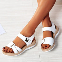 Orthopädische Damensandalen Sommer | Bequeme Passform | Stilvolle Fußbettschuhe-Weiß-35-Luzern Mode