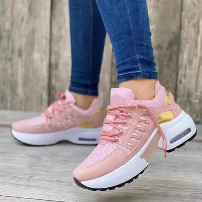 Orthopädische Damensneaker | Unterstützend | Rutschfest | Schnürung-Rosa-35-Luzern Mode