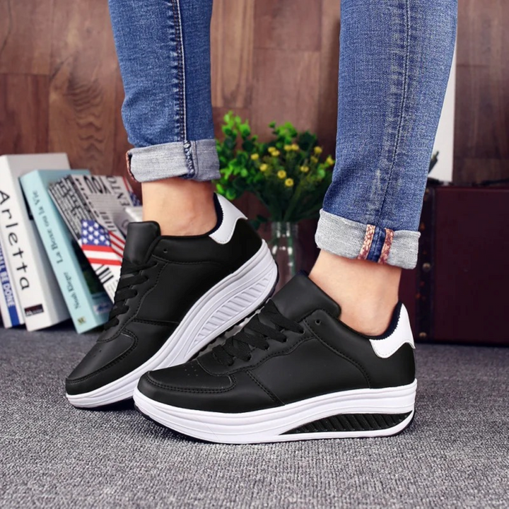 Damen Orthopädische Sneakers - Bequeme Sport-Schuhe-Schwarz-Weiß-35-Luzern Mode
