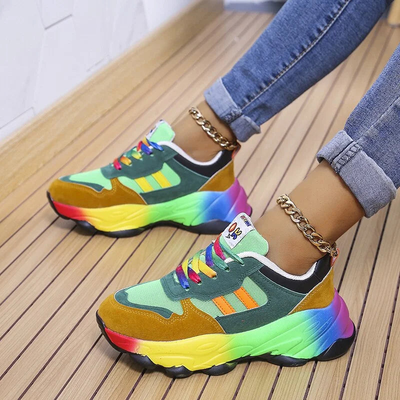 Damen Sneaker | Orthopädisch | Dämpfend | Farblich | Niedrig | Schnürsenkel-Luzern Mode