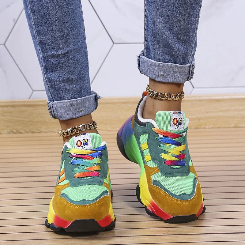 Damen Sneaker | Orthopädisch | Dämpfend | Farblich | Niedrig | Schnürsenkel-Grün-35-Luzern Mode
