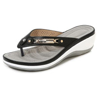 Damen Flip-Flops | Orthopädisch | Rutschfest | Stoßdämpfend | Offen-Schwarz-35-Luzern Mode