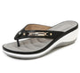 Damen Flip-Flops | Orthopädisch | Rutschfest | Stoßdämpfend | Offen-Schwarz-35-Luzern Mode
