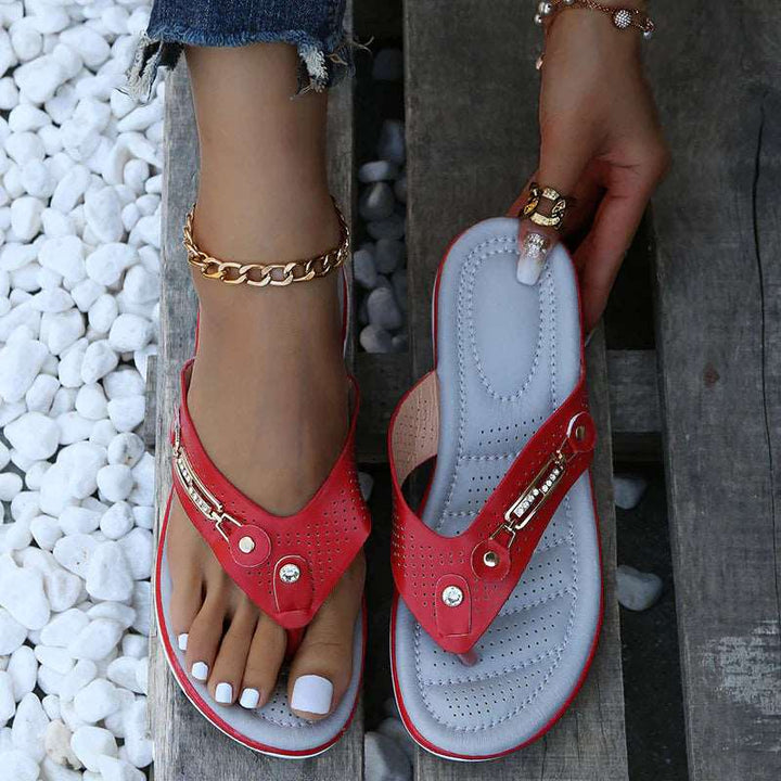 Damen Flip-Flops | Orthopädisch | Rutschfest | Stoßdämpfend | Offen-Luzern Mode