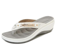 Damen Flip-Flops | Orthopädisch | Rutschfest | Stoßdämpfend | Offen-Weiß-35-Luzern Mode