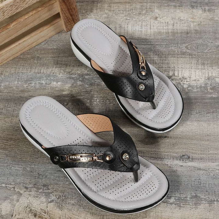 Damen Flip-Flops | Orthopädisch | Rutschfest | Stoßdämpfend | Offen-Luzern Mode