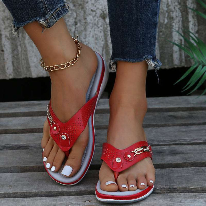 Damen Flip-Flops | Orthopädisch | Rutschfest | Stoßdämpfend | Offen-Luzern Mode