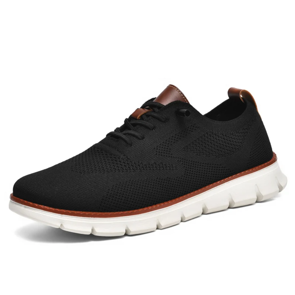Herren Sneaker aus Strick mit Lederakzenten und Komfortsohle-40-Schwarz-Luzern Mode