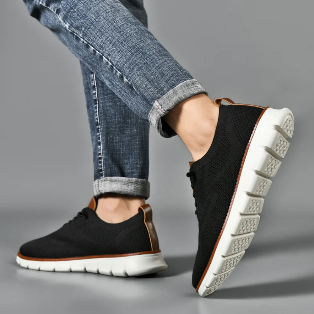 Herren Sneaker aus Strick mit Lederakzenten und Komfortsohle-Luzern Mode