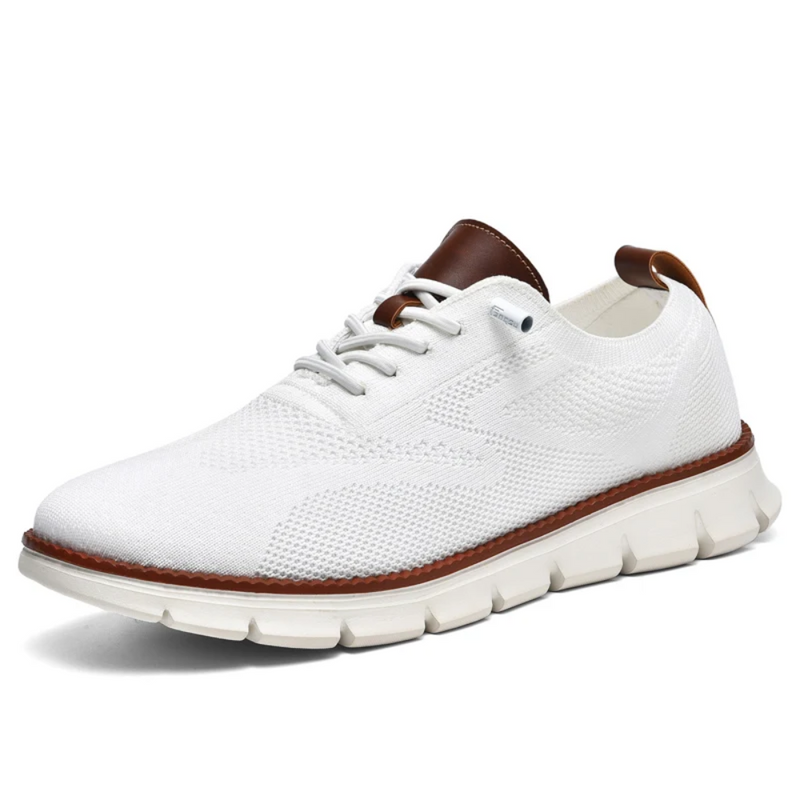Herren Sneaker aus Strick mit Lederakzenten und Komfortsohle-40-Weiß-Luzern Mode