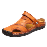 Herren Sandalen | Spatleder | Dichtes Design | Atmungsaktiv | Unifarbe-Hellbraun-39-Luzern Mode
