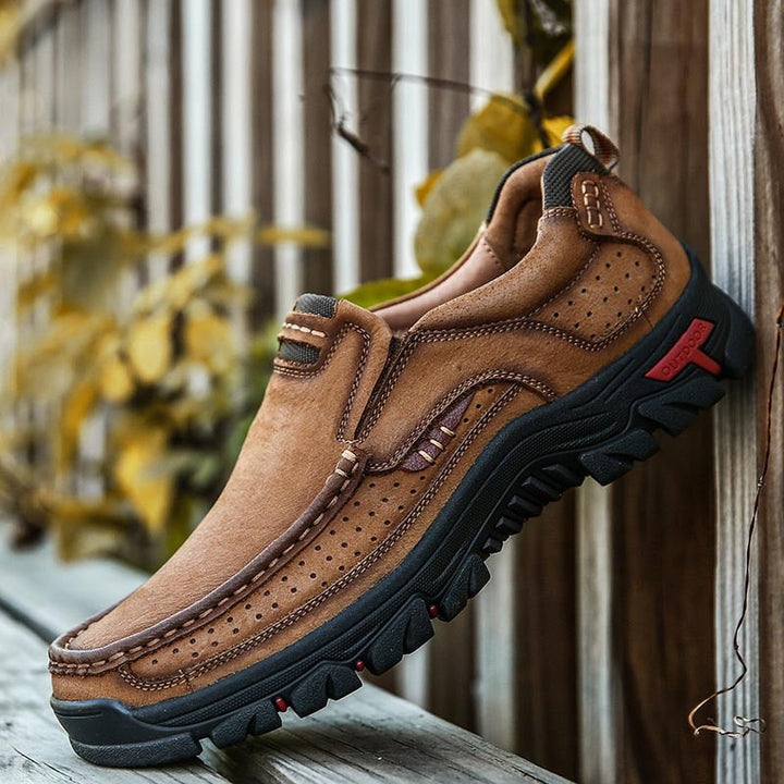 Herren Wanderschuhe | Orthopädisch | Leder | Einlegsohle | Rutschfest-Braun-39-Luzern Mode