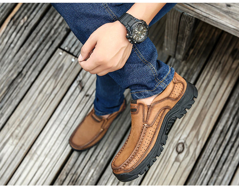 Herren Wanderschuhe | Orthopädisch | Leder | Einlegsohle | Rutschfest-Luzern Mode