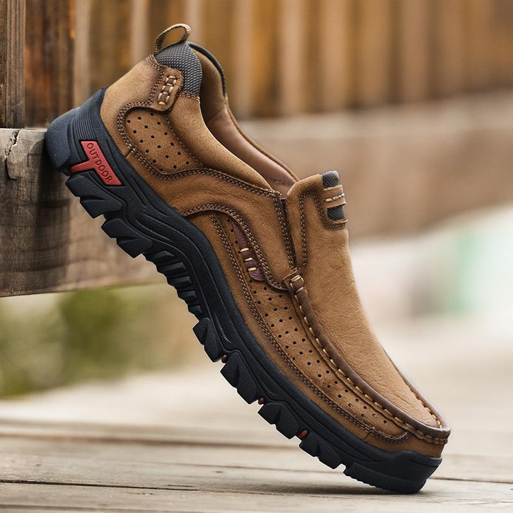 Herren Wanderschuhe | Orthopädisch | Leder | Einlegsohle | Rutschfest-Luzern Mode