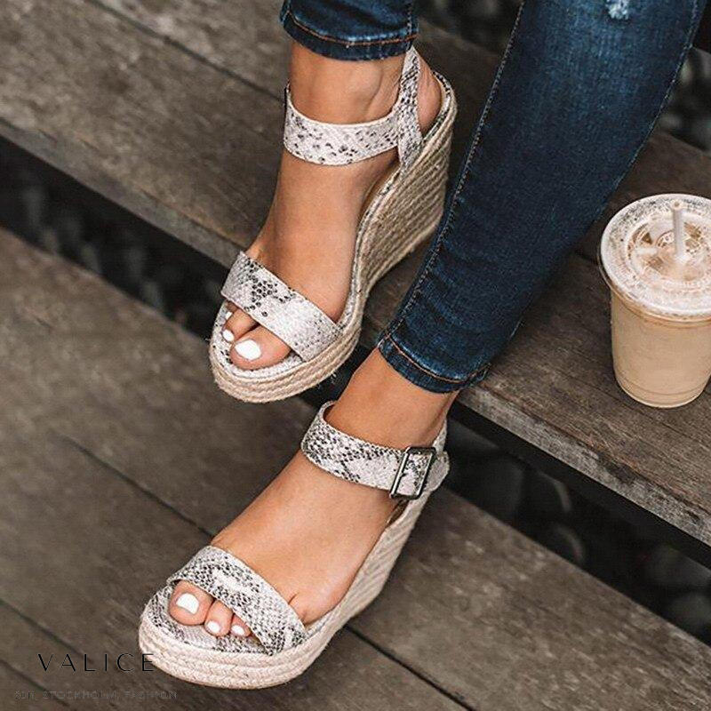 Damen Sandalen | Keilabsatz | Schnalle | Verstellbar | Kork | Orthopädisch-Luzern Mode