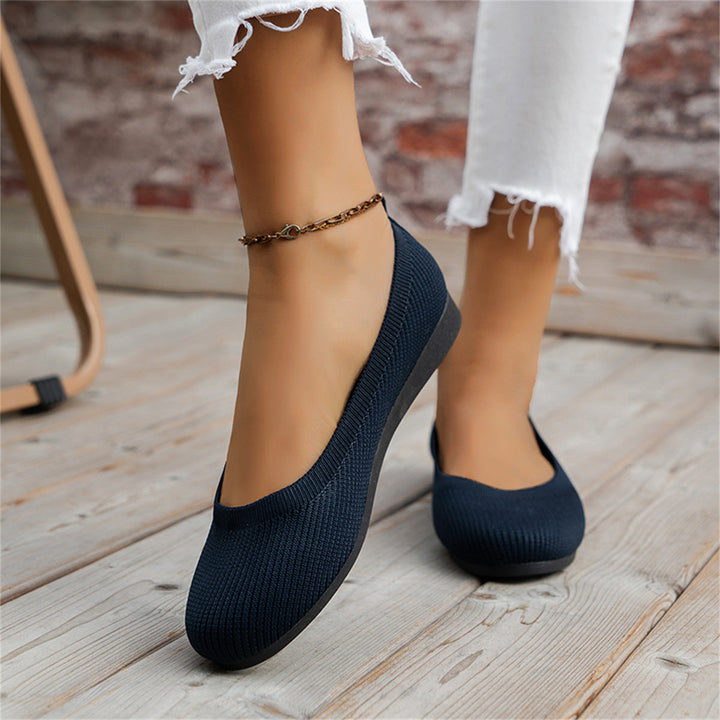 Ballerinas | Orthopädisch | Einfarbig | Strickgewebe | Elastisch-Blau-35-Luzern Mode