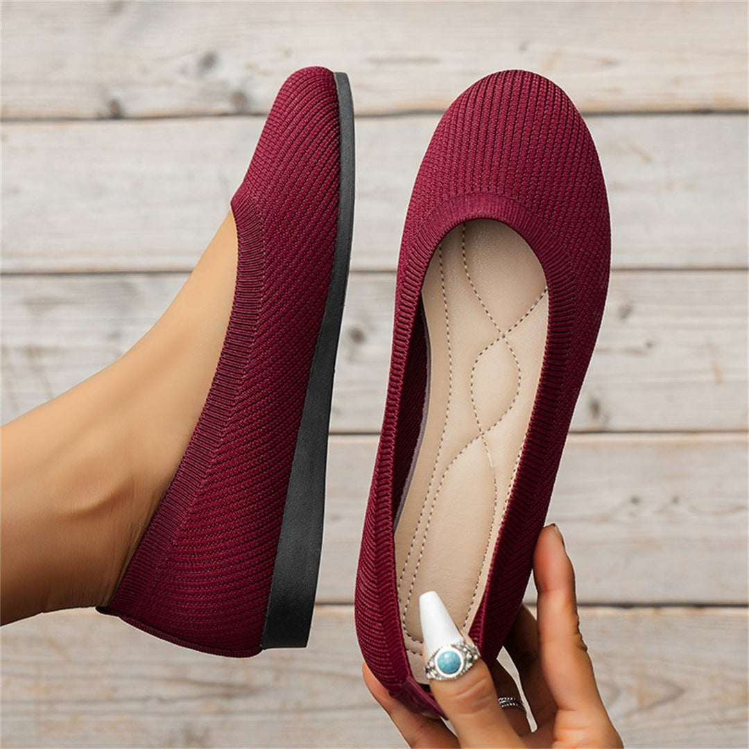 Ballerinas | Orthopädisch | Einfarbig | Strickgewebe | Elastisch-Rot-35-Luzern Mode