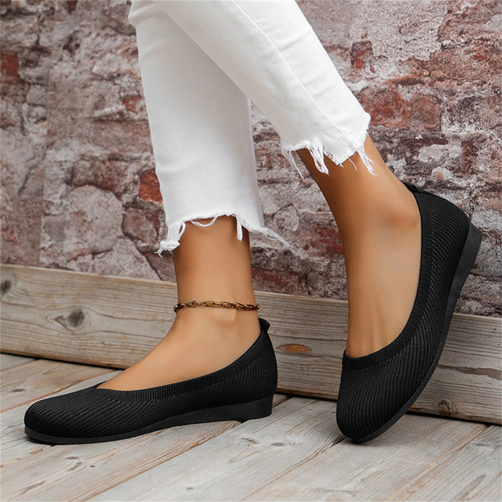 Ballerinas | Orthopädisch | Einfarbig | Strickgewebe | Elastisch-Schwarz-35-Luzern Mode