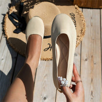 Ballerinas | Orthopädisch | Einfarbig | Strickgewebe | Elastisch-Weiß-35-Luzern Mode