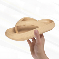 Damen Flip-Flops | Orthopädisch | Einfarbig | Slip-On Design | Dick-Beige-36-37-Luzern Mode
