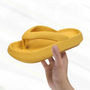 Damen Flip-Flops | Orthopädisch | Einfarbig | Slip-On Design | Dick-Gelb-36-37-Luzern Mode