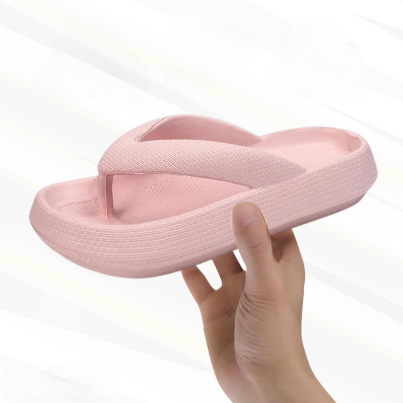 Damen Flip-Flops | Orthopädisch | Einfarbig | Slip-On Design | Dick-Rosa-36-37-Luzern Mode