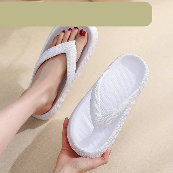 Damen Flip-Flops | Orthopädisch | Einfarbig | Slip-On Design | Dick-Luzern Mode