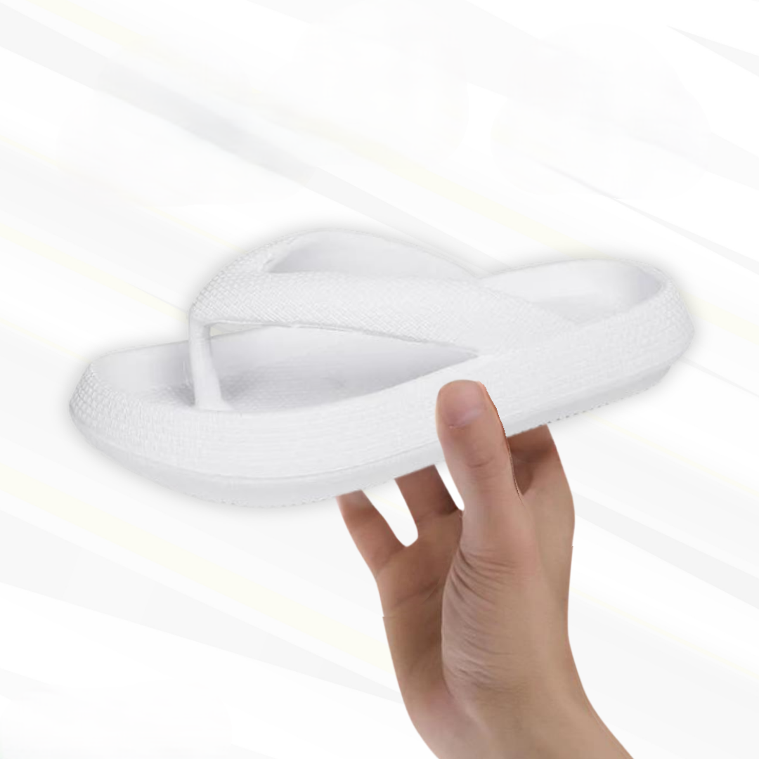 Damen Flip-Flops | Orthopädisch | Einfarbig | Slip-On Design | Dick-Weiß-36-37-Luzern Mode