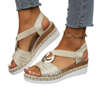 Damen Sandalen | Orthopädisch | Rutschfest | Offenes Design | Slip-On-Beige-36-Luzern Mode
