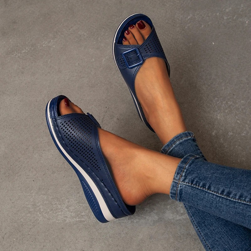 Damen Sandalen | Orthopädisch | Offenes Design | Slip-On | Vegan-Luzern Mode