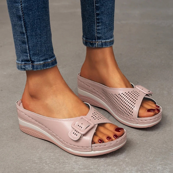 Damen Sandalen | Orthopädisch | Offenes Design | Slip-On | Vegan-Luzern Mode