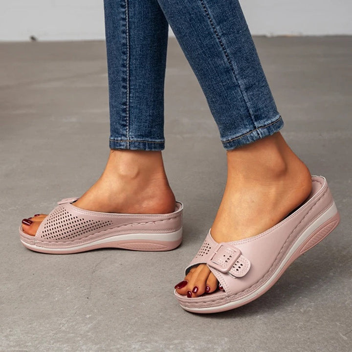 Damen Sandalen | Orthopädisch | Offenes Design | Slip-On | Vegan-Luzern Mode