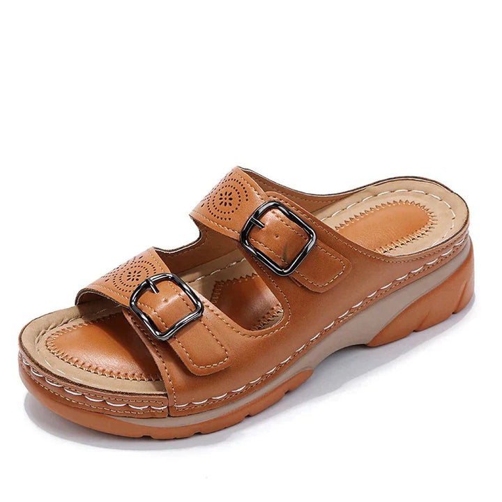 Damen Sandalen | Orthopädisch | Verstellbar | Veganes Leder | Flexibel-Luzern Mode