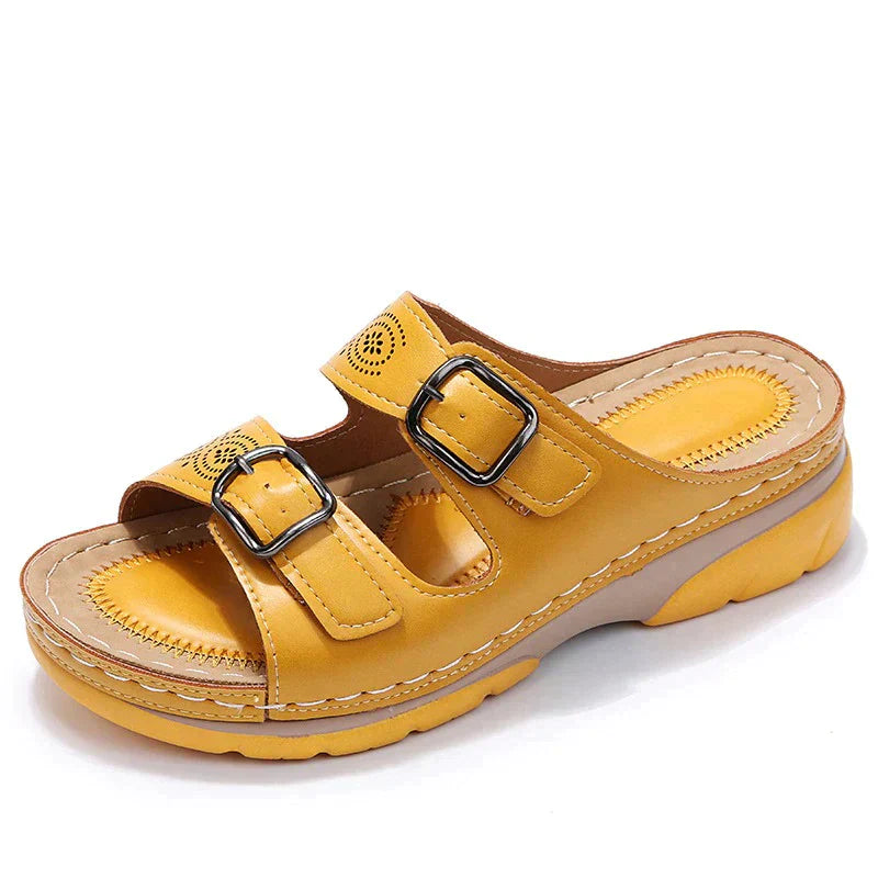Damen Sandalen | Orthopädisch | Verstellbar | Veganes Leder | Flexibel-Luzern Mode