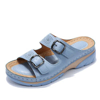 Damen Sandalen | Orthopädisch | Verstellbar | Veganes Leder | Flexibel-Luzern Mode