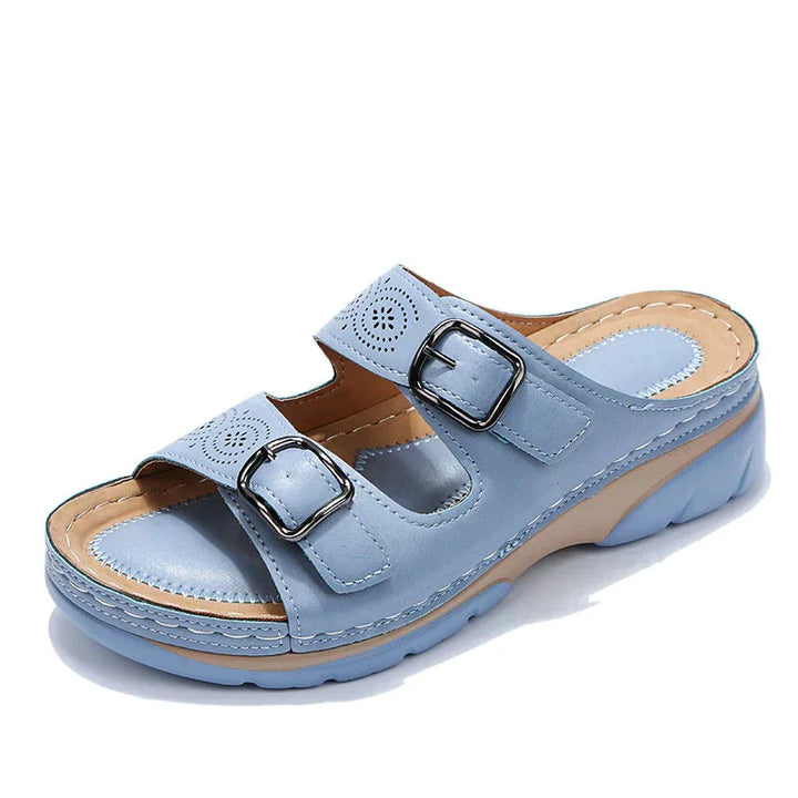Damen Sandalen | Orthopädisch | Verstellbar | Veganes Leder | Flexibel-Luzern Mode