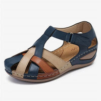 Damen Sandalen | Orthopädisch | Veganes Leder | Offen | Verstellbar-Blau-35-Luzern Mode