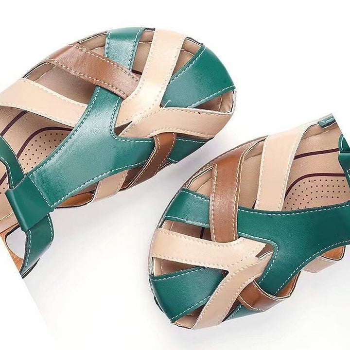 Damen Sandalen | Orthopädisch | Veganes Leder | Offen | Verstellbar-Luzern Mode