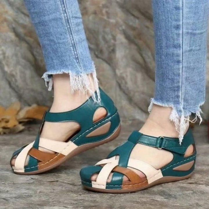 Damen Sandalen | Orthopädisch | Veganes Leder | Offen | Verstellbar-Luzern Mode