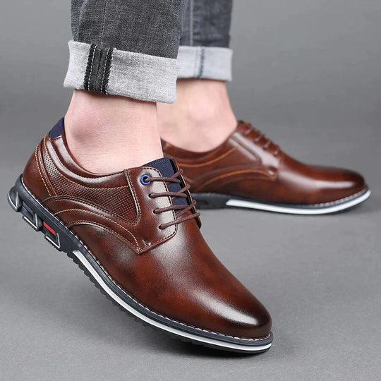 Herren Schuhe | Elegante | Leder | Handgefertigt | Orthopädisch | Schnürsenkel-Braun-39-Luzern Mode