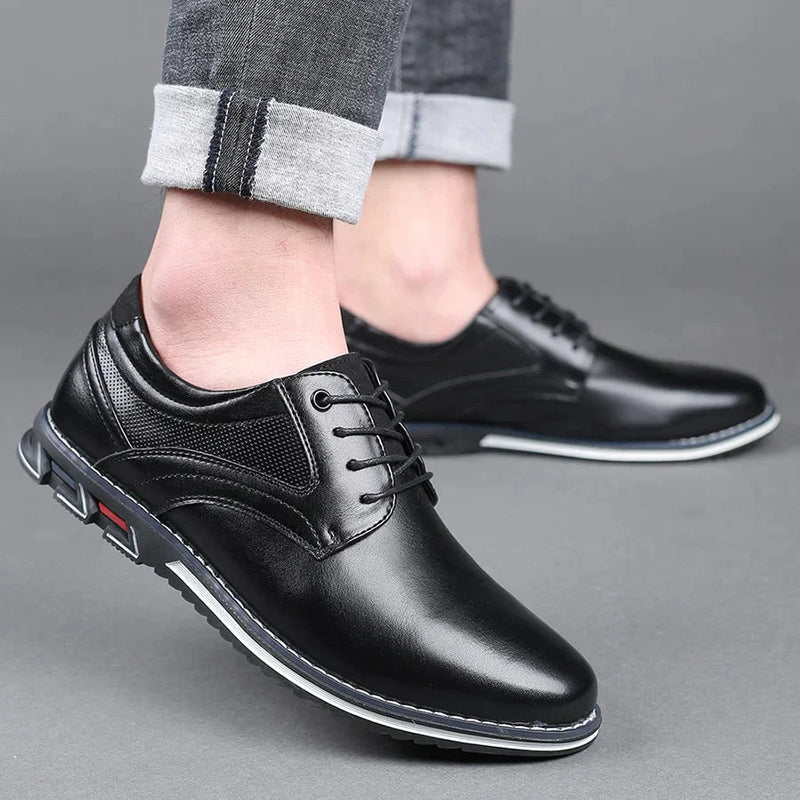 Herren Schuhe | Elegante | Leder | Handgefertigt | Orthopädisch | Schnürsenkel-Schwarz-39-Luzern Mode