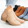Lernen Damen Stiefeletten | Orthopädisch | Blockabsatz | Seitenreißverschluss | Vintage-Beige-35-Luzern Mode