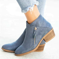 Lernen Damen Stiefeletten | Orthopädisch | Blockabsatz | Seitenreißverschluss | Vintage-Blau-35-Luzern Mode