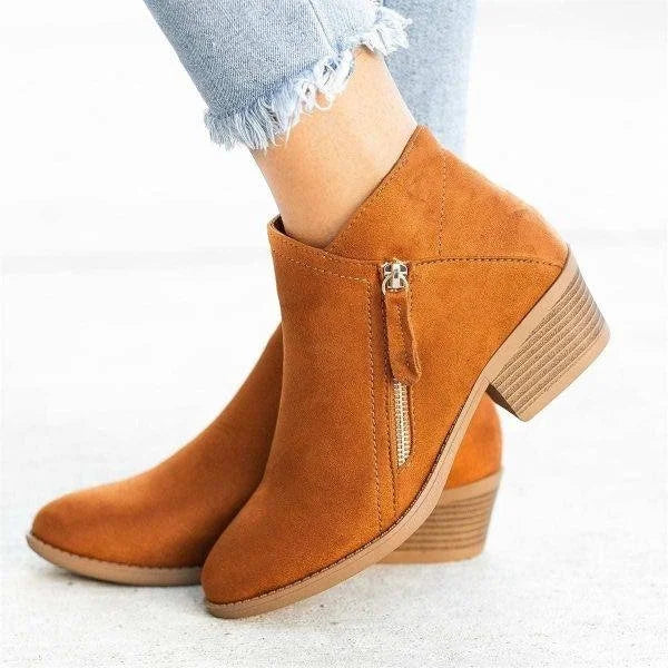 Lernen Damen Stiefeletten | Orthopädisch | Blockabsatz | Seitenreißverschluss | Vintage-Orange-35-Luzern Mode