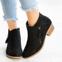 Lernen Damen Stiefeletten | Orthopädisch | Blockabsatz | Seitenreißverschluss | Vintage-Schwarz-35-Luzern Mode