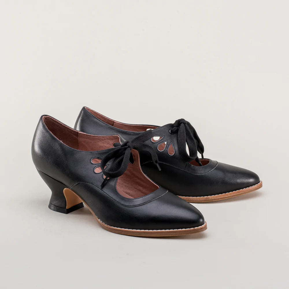 Lederpumps | Orthopädisch | Geschlossen | Stabil | Einfarbig | Fliege-Schwarz-35-Luzern Mode