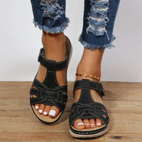 Damen Ledersandalen | Orthopädisch | Offene Form | Verstellbar-Schwarz-35-Luzern Mode